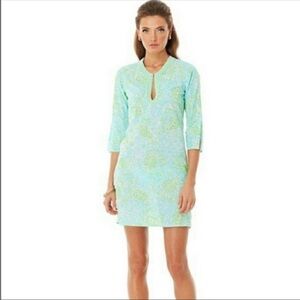 Lilly Pulitzer Cortney Tunic Dress Spa Blue Get Crackin Print Size XS